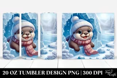 Cute Baby Otter in Winter Clipart Product Image 1