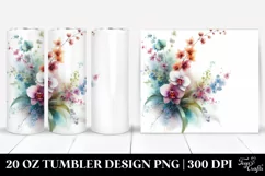 Abstract Colorful Watercolor Orchid White Background Tumbler Product Image 1