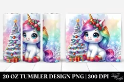 Vibrant Baby Unicorn with Christmas Decor, Transparent 20 Oz Product Image 1