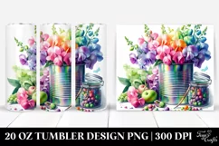 20 Oz Tumbler Sublimation | Colorful Watercolor Sweet Pea Product Image 1