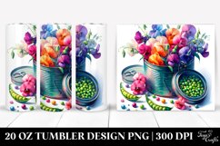 20 Oz Tumbler Sublimation | Colorful Watercolor Sweet Pea Product Image 1