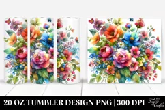 Vibrant Flower Watercolor Drawing | 20 oz Tumbler Product Image 1
