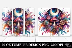 Vibrant Magical Mushroom Clipart, Transparent 20 Oz Tumbler Product Image 1