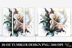 20 Oz Tumbler Sublimation | Shiny Calla Lily with Metallic Product Image 1