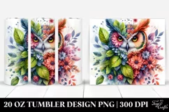 Abstract Vibrant Watercolor Owl with Flowers. 20 oz Tumbler Product Image 1