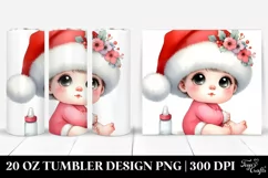 Cute Baby with Santa Hat Clipart, Transparent 20 Oz Tumbler Product Image 1