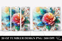20 Oz Tumbler Sublimation | Colorful Camellia on Marble Product Image 1
