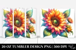 Vibrant Sunflower Glossy Petals Watercolor White Background Product Image 1