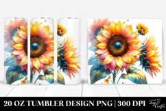 Vibrant Sunflower Glossy Petals Watercolor White Background Product Image 1