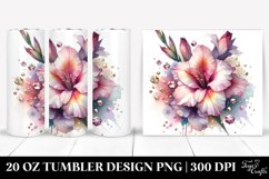 20 Oz Tumbler Sublimation | Watercolor Gladiolus in Diamond Product Image 1