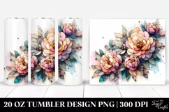 Wooden Stained Peonies Clipart, Transparent 20 Oz Tumbler Product Image 1