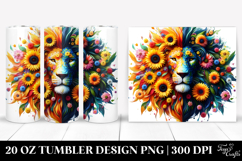Abstract Watercolor Lion with Sunflower Body 20 Oz Tumbler Product Image 1