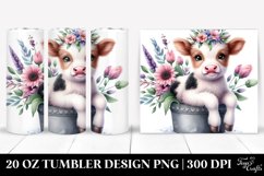 20 Oz Tumbler Sublimation | Watercolor Baby Highland Cow in Product Image 1