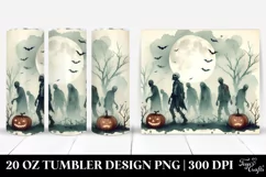 Washed Watercolor Vintage Halloween Zombie White Background Product Image 1