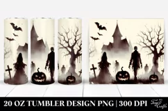 Washed Watercolor Vintage Halloween Zombie White Background Product Image 1