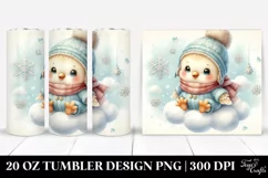 Cute Baby Parrot Winter Snowflakes Cloud Watercolor Tumbler Product Image 1