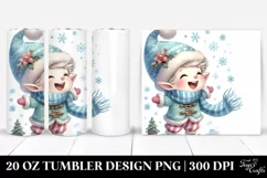 Cute Baby Elf in Winter Clothes, Transparent 20 Oz Tumbler Product Image 1