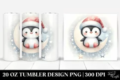 Cute Baby Penguin Sitting on Moon | 20 oz Tumbler Product Image 1