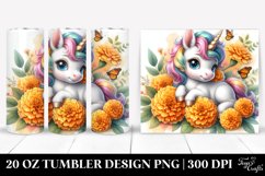 Cute Baby Unicorn with Marigold | 20 oz Tumbler Product Image 1