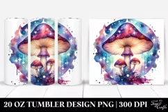 Vibrant Magical Mushroom Clipart, Transparent 20 Oz Tumbler Product Image 1