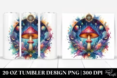 Vibrant Magical Mushroom Clipart, Transparent 20 Oz Tumbler Product Image 1