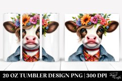 Vibrant Baby Cow with Floral Wreath 20 Oz Tumbler Product Image 1