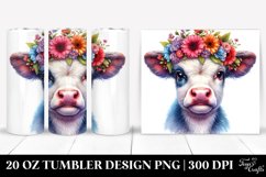 Vibrant Baby Cow with Floral Wreath 20 Oz Tumbler Product Image 1