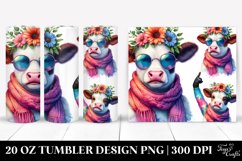 Vibrant Baby Cow with Floral Wreath 20 Oz Tumbler Product Image 1