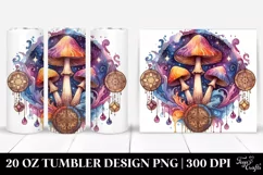 Vibrant Magical Mushroom Clipart, Transparent 20 Oz Tumbler Product Image 1