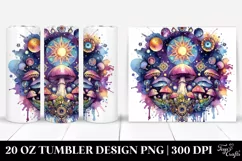 Vibrant Magical Mushroom Clipart, Transparent 20 Oz Tumbler Product Image 1