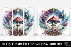 Vibrant Magical Mushroom Clipart, Transparent 20 Oz Tumbler Product Image 1
