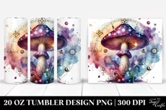 Vibrant Magical Mushroom Clipart, Transparent 20 Oz Tumbler Product Image 1