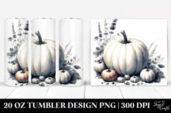 Washed Watercolor Tumbler with Pumpkin Image | 20 oz Tumbler Product Image 1
