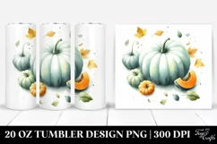 Washed Watercolor Tumbler with Pumpkin Image | 20 oz Tumbler Product Image 1