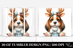 Watercolor Basset Hound Holding Gift Box, Transparent PNG Product Image 1