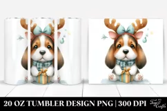 Watercolor Basset Hound Holding Gift Box, Transparent PNG Product Image 1