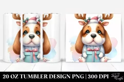 Watercolor Basset Hound Holding Gift Box, Transparent PNG Product Image 1
