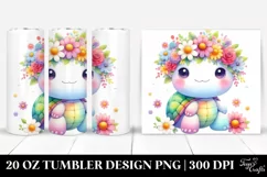 Cartoon Turtle with Flower Crown, Transparent 20 Oz Tumbler Product Image 1