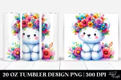 Cartoon Polar Bear Flower Crown | 20 oz Tumbler Product Image 1