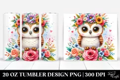 Cute Cartoon-Style Owl with Flower Crown 20 Oz Tumbler Product Image 1
