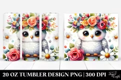 Cute Cartoon-Style Owl with Flower Crown 20 Oz Tumbler Product Image 1