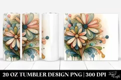 Abstract Pastel Wooden Stained Daisy 20 Oz Tumbler Product Image 1