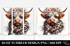 Highland Cow Diva with Glasses and Animal Print Tumbler 20 o Product Image 3
