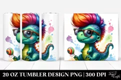 Cute Baby Dinosaur with Floral Wreath, Transparent PNG Product Image 1