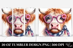 Bored Highland Cow with Flower | 20 Oz Tumbler Product Image 1