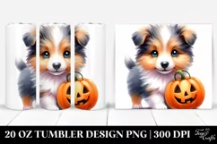 Cute Collie with Jack-o Lantern, Transparent PNG Product Image 1