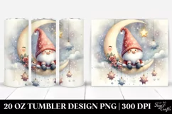 Cute Christmas Gnomes on Moon | 20 oz Tumbler Product Image 1