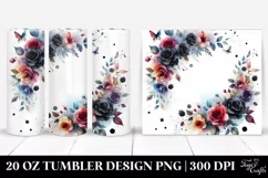 Colorful Floral Black Roses Frame | 20 oz Tumbler Product Image 1