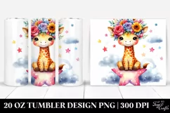 Giraffe with Flower Crown 20 Oz Tumbler Product Image 1