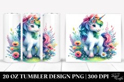 Colorful Baby Unicorn Meadow. 20 Oz Tumbler Design Product Image 1